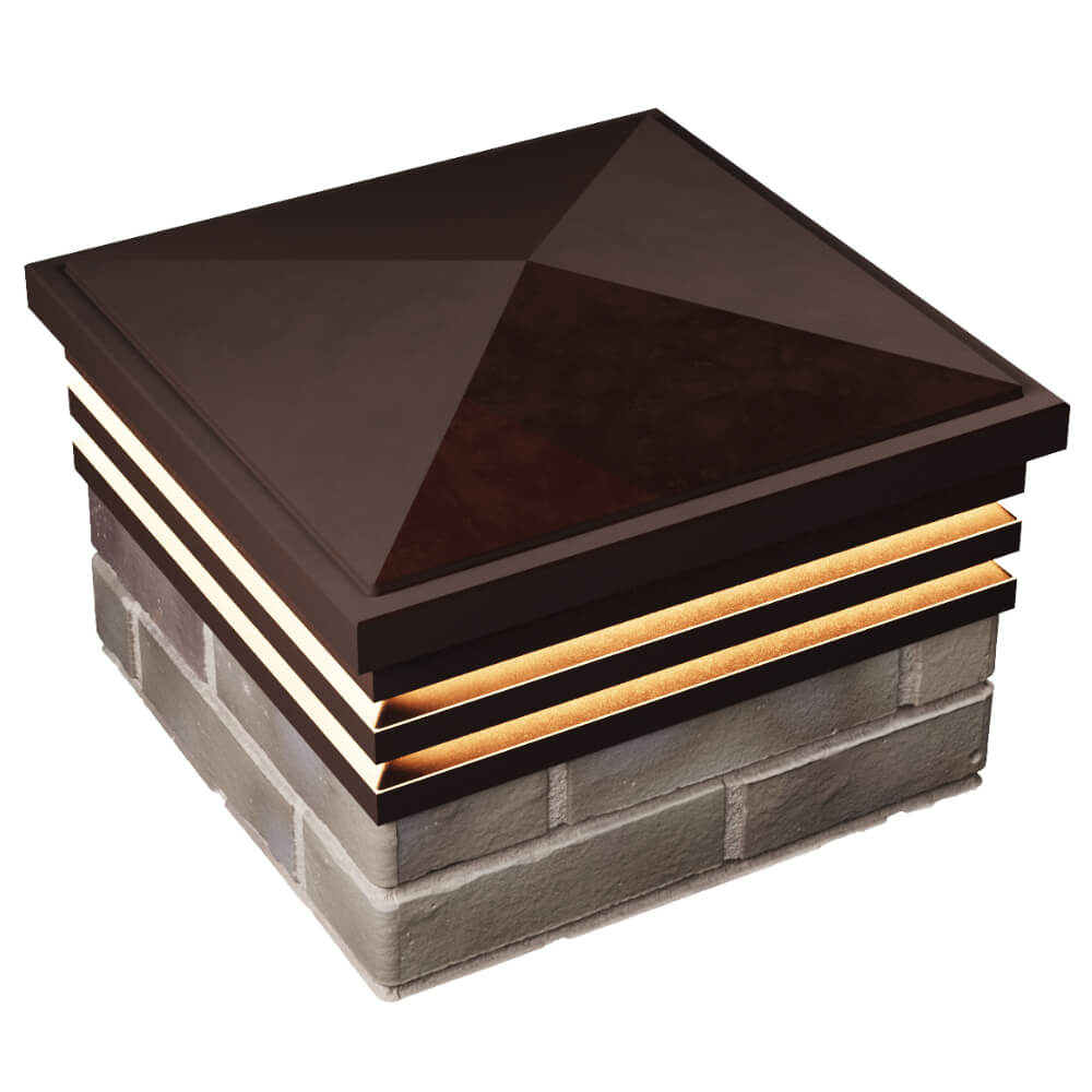 Колпак Zking Бона ХайТек Коричневый на столб 1.5х1.5 кирпича (385х385мм) с подсветкой в Коломне фото