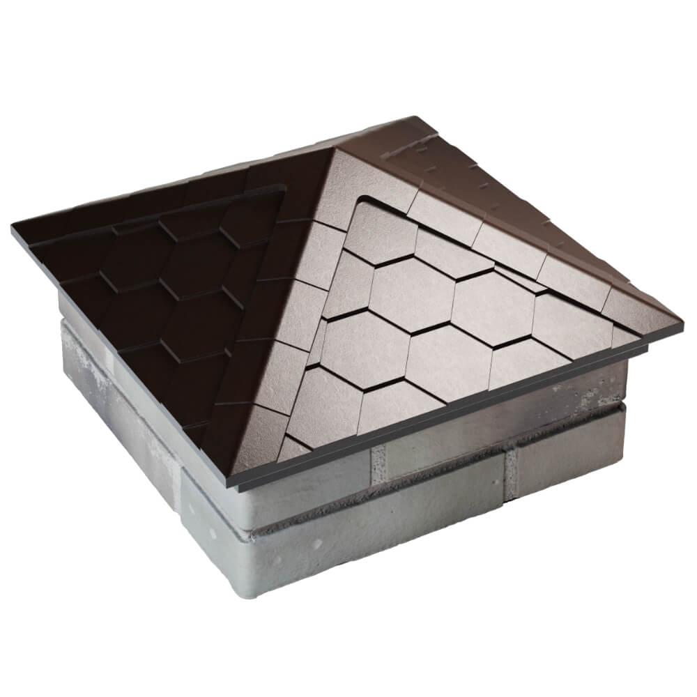 Колпак Zking Эверест Коричневый на столб 1.5х1.5 кирпича (390х390мм) в Коломне фото