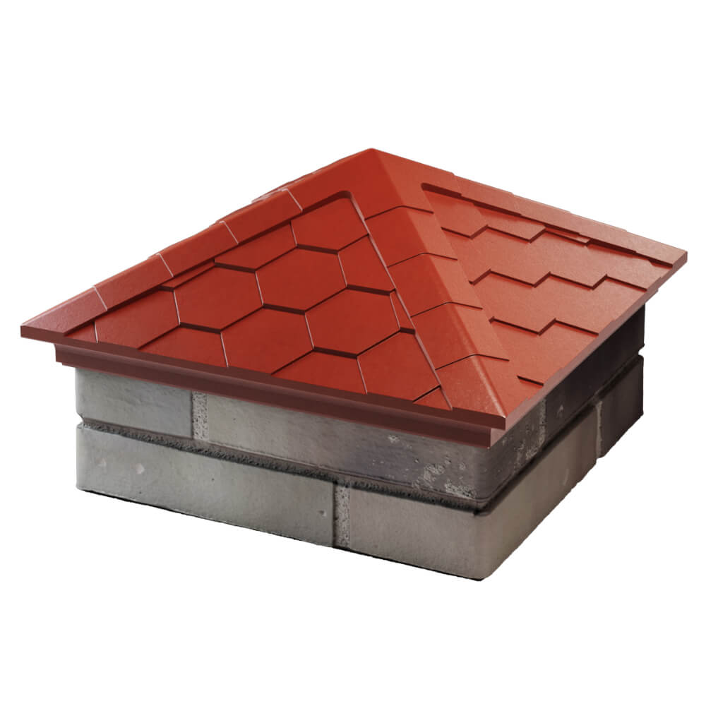 Колпак Zking Эверест Красный на столб 1.5х1.5 кирпича (390х390мм) в Коломне фото