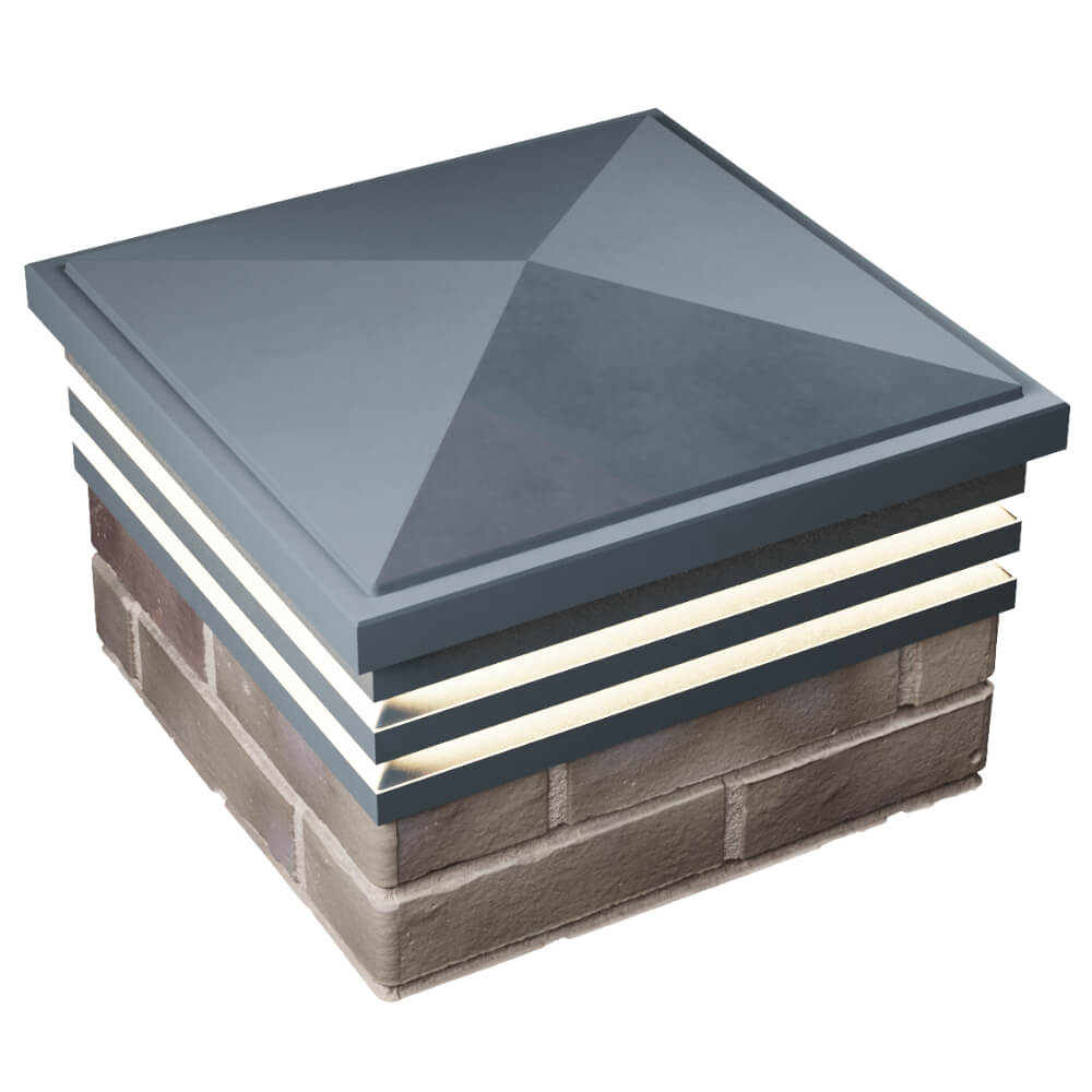 Колпак Zking Бона ХайТек Серый на столб 1.5х1.5 кирпича (385х385мм) с подсветкой в Коломне фото