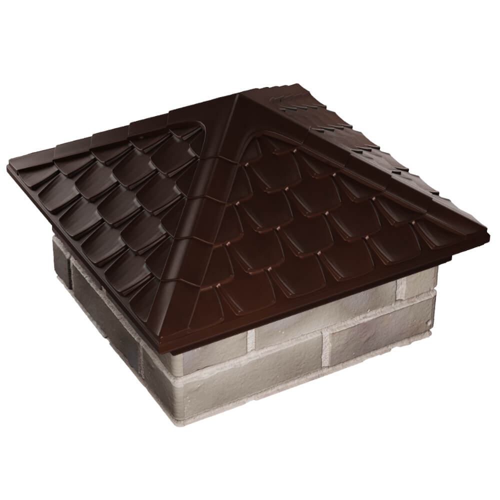 Колпак Zking Эльбрус Коричневый на столб 1.5х1.5 кирпича (385х385мм) в Коломне фото