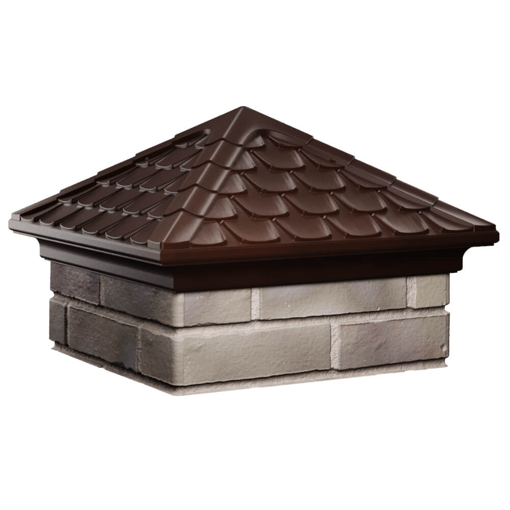 Колпак Zking Эльбрус Коричневый на столб 1.5х1.5 кирпича (385х385мм) в Коломне фото