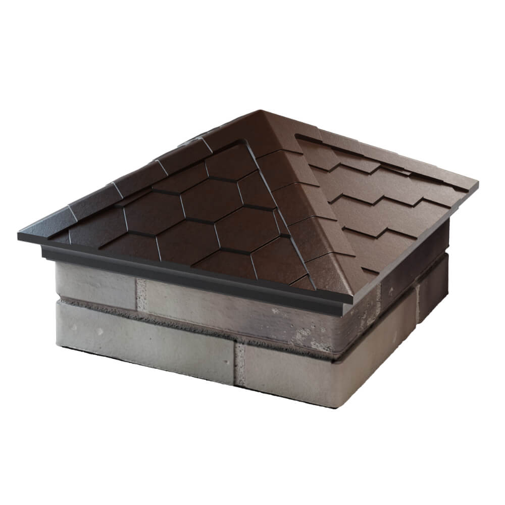 Колпак Zking Эверест Коричневый на столб 1.5х1.5 кирпича (390х390мм) в Коломне фото